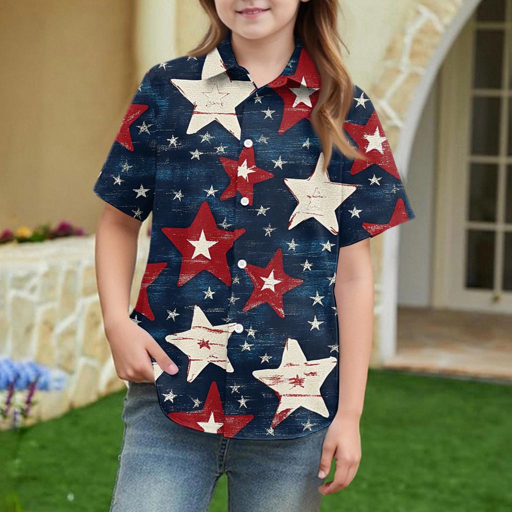Summer Girls' Short Sleeve Blouse School Uniform Button-Up Shirt Kids Summer School Uniform Button Down Shirt