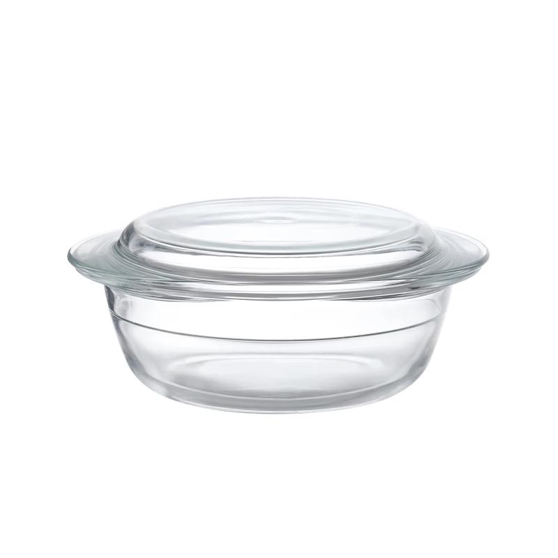 Shuangshan Heat-Resistant Double-Handled Glass Bowl with Lid