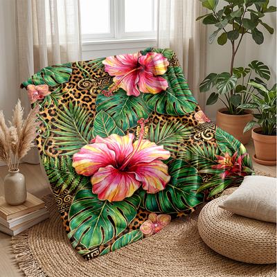 Tropical Floral Paradise 1 Theme Blanket Lightweight Warm Flannel Blanket Decorative Throw Blanket for Home Decoration