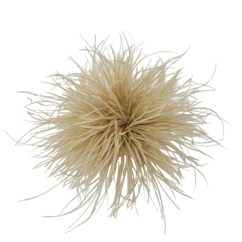 Handcrafted Natural Feather Flower Brooch, Full Radiating Design Badge with Pin Back and Hair Clip for Outfit Styling