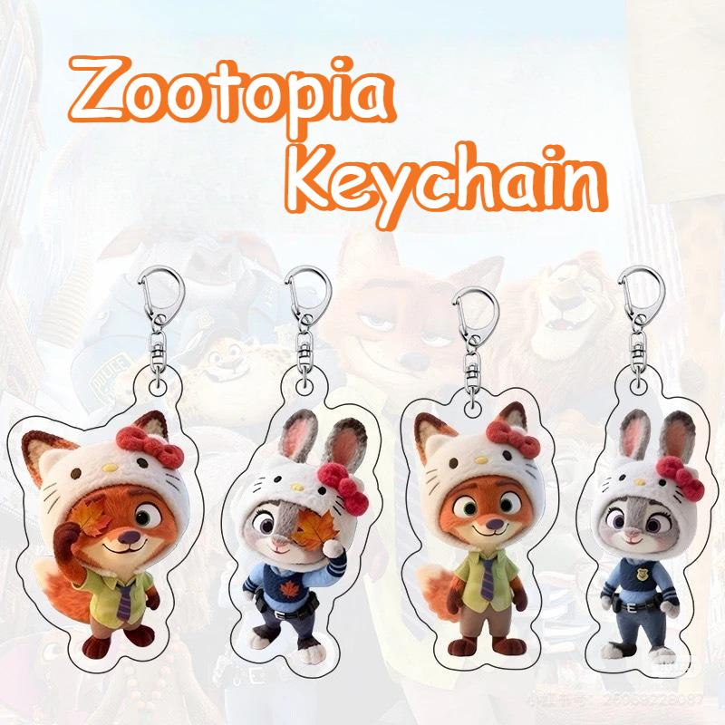 Disney Zootopia Animation Peripheral Keychain Cartoon Judy Nick Cute Acrylic School Bag Keychain Men and Women Birthday Gifts