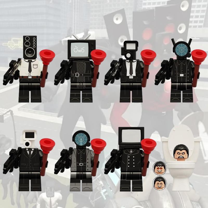 Toilet Man Surveillance Tv Assembled Building Blocks Toy Diy Plastic Abs Material Small Particle Blocks 0-38 Pieces Net Weight 0.01kg