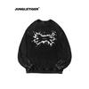 Jungle Tiger High Street Fashion Brand Running Tiger Crewneck Sweatshirt for Men, American Style Washed and Distressed 350g Heavyweight Top