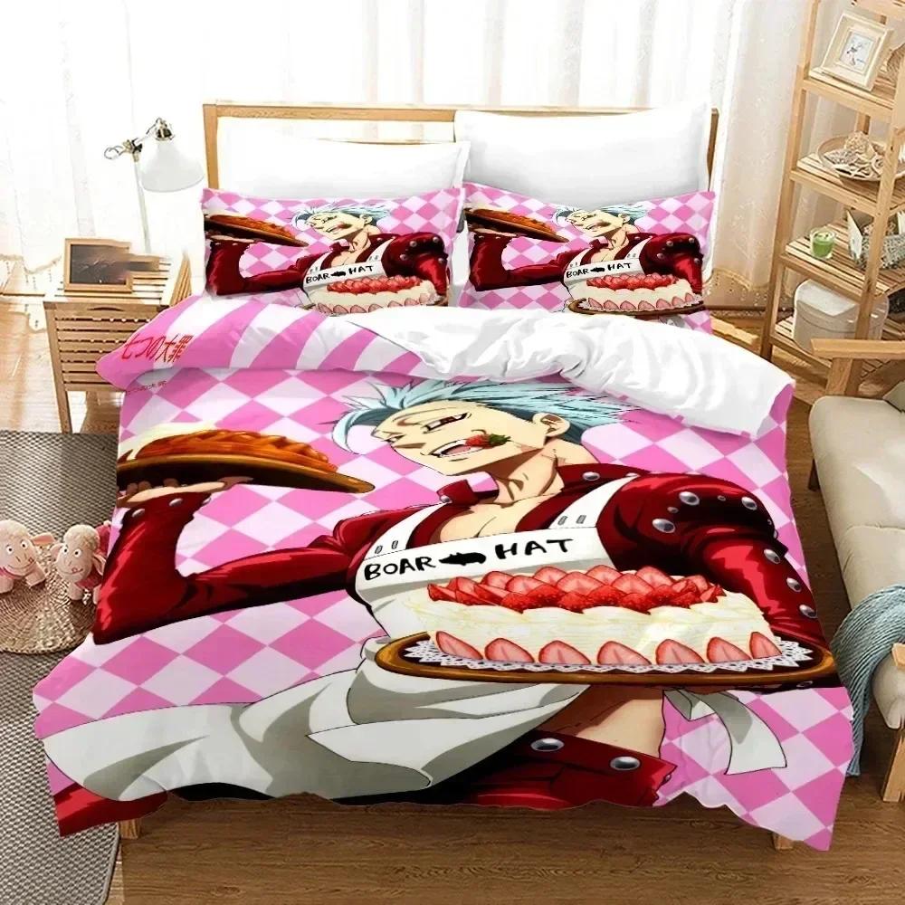 3D Anime The Seven Deadly Sins Bedding Set Printed Bed Set With Pillowcase Bed Duvet Cover Soft Queen King Size Bedclothes Home