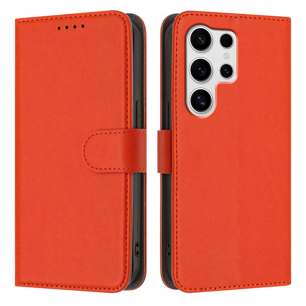 For Samsung Galaxy S24 Ultra Leather Case Solid Color Phone Cover with Wallet