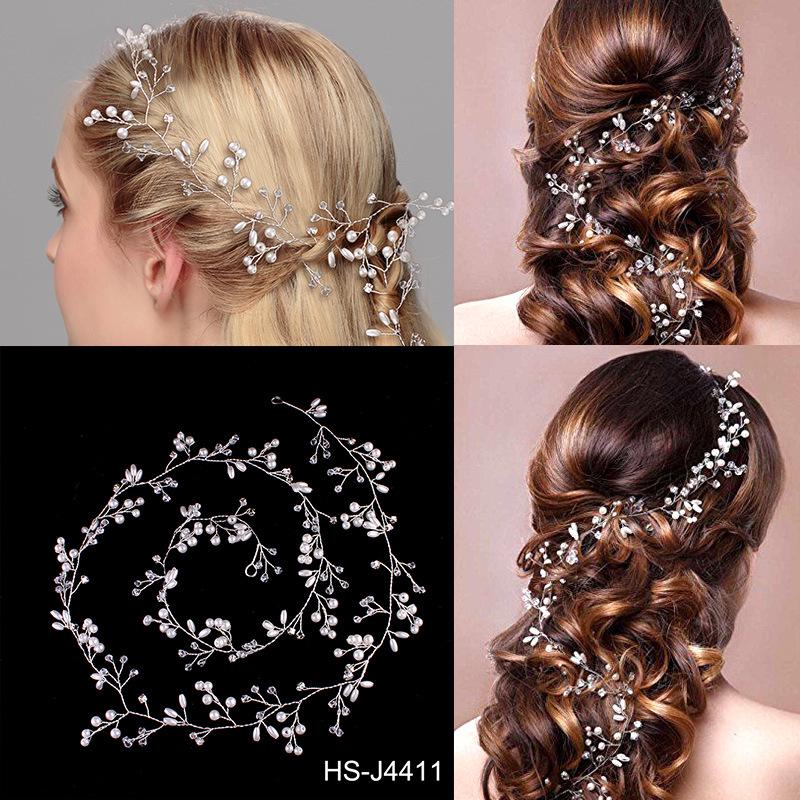 

Elegant Crystal Pearl Bridal Headband: Handmade European & American Wedding Accessory