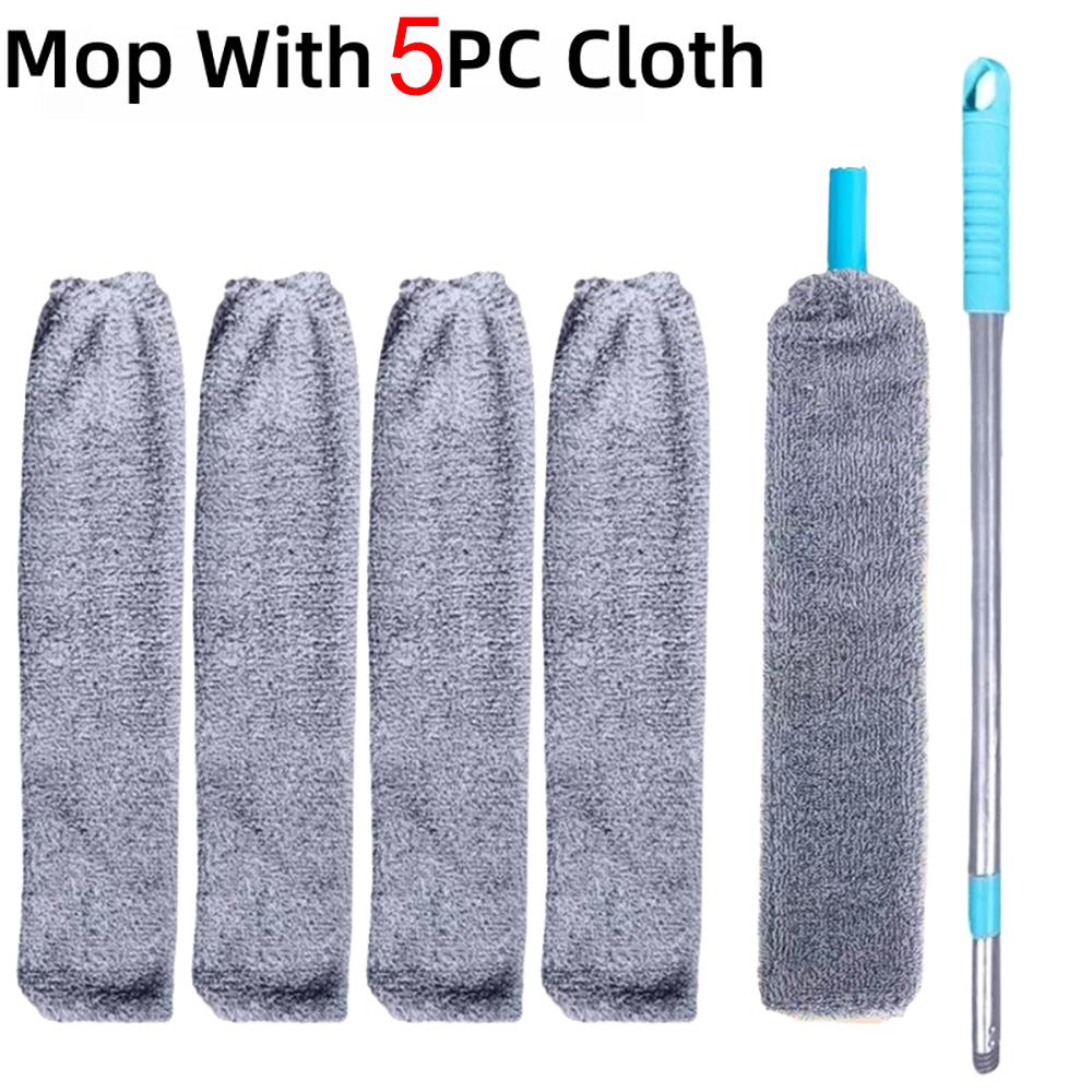 

Уборка дома, выдвижная щетка для удаления пыли, швабра с длинной ручкой, очистка щелей, углов дивана, пыль, выдвижной инструмент для уборки 1PC+5Cloth