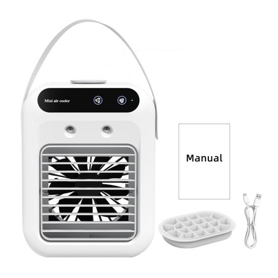 

Portable Air Conditioning Fan Strong Airflow 2 Speeds Instant Cooling Ultra-Quiet Cooler Desktop Fan Mist Maker B