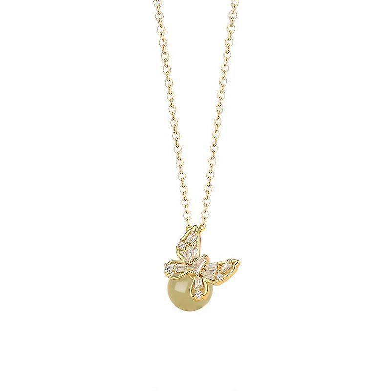 Butterfly Peace Buckle Necklace---925 Silver S925 Sterling Silver Niche Design Butterfly Peace Buckle Necklace Women's Light Luxury All-match