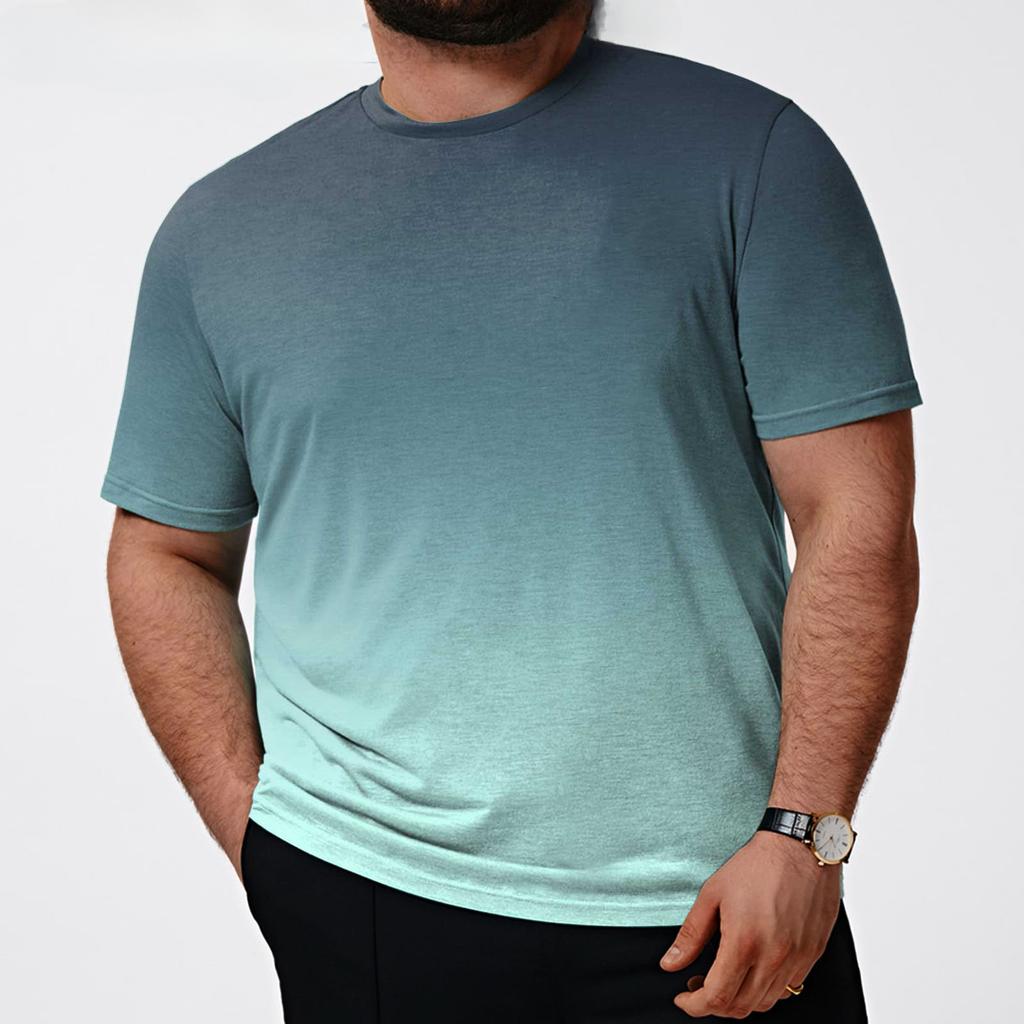 Men's Gradient Print T-Shirt - Crew Neck, Short Sleeve, Casual, Stylish & Breathable