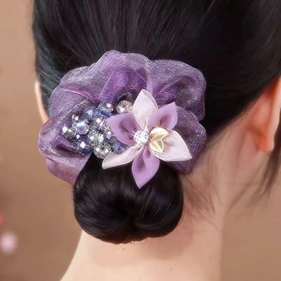 

Flower Headband Organza Hair Band Women S High-End Sense Light Luxury Style Large Intestine Ring Temperament High Elastic Rubber Band Head Flower