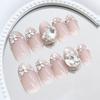 Explosive Cat's Eye French Pearl Pile Diamond Fashionable Sweet Girl European and American Ins Style Removable Nail Art 30 Pieces