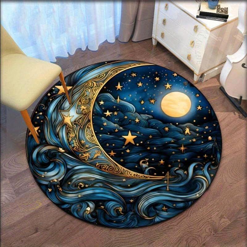 Magischer Sonne und Mond Rundteppich Wohnzimmer Schlafzimmer Leichter Teppich Arbeitszimmer Sofa Stuhl Teppich Heimdeko