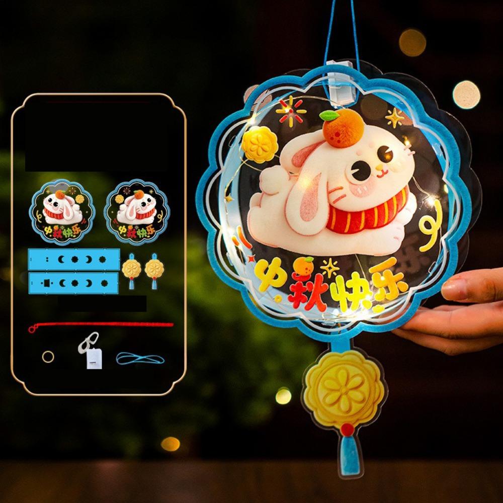 Cute Bunny Lantern Cartoon Handheld Rabbit Flower Lantern Mid Autumn Lantern  Holiday Decoration