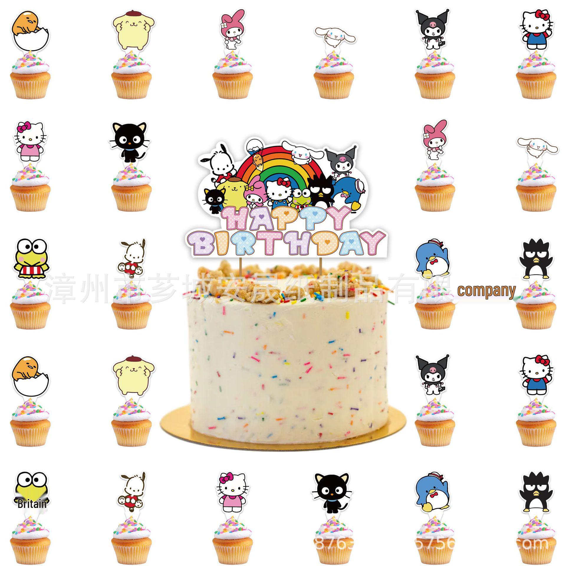 Набор декора для дня рождения Sanrio: Топперы и Флажки для Торта