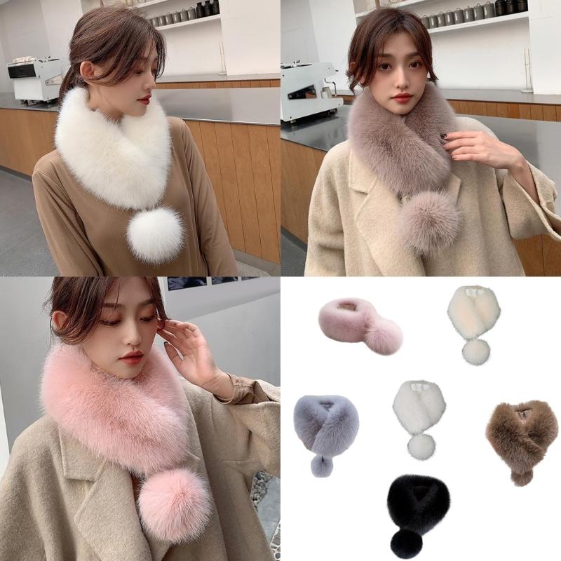 Faux Furs Scarf Winter Warm Neck Wrap Furry Neck Scarf for Office Daily Wear
