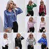 Shirt Womens Satin Imitation Silk Long Sleeved Shirt