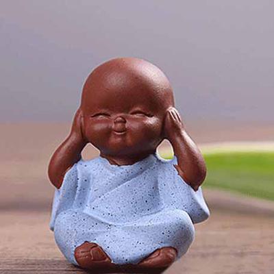 Small Buddha Statue Monk Purple Clay Tea Pet Figurine Crafts