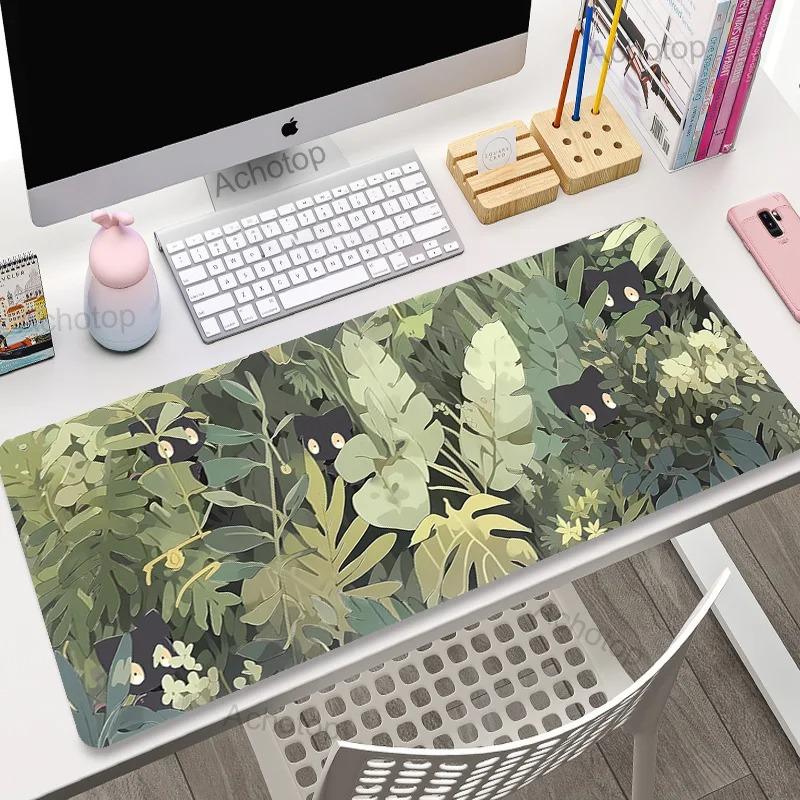 Green Plant Large Area Mousepad Gaming XXL Mouse Pad Size Office Long Table Mat Kawaii Desk Teen Girls Bedroom Laptop Carpet