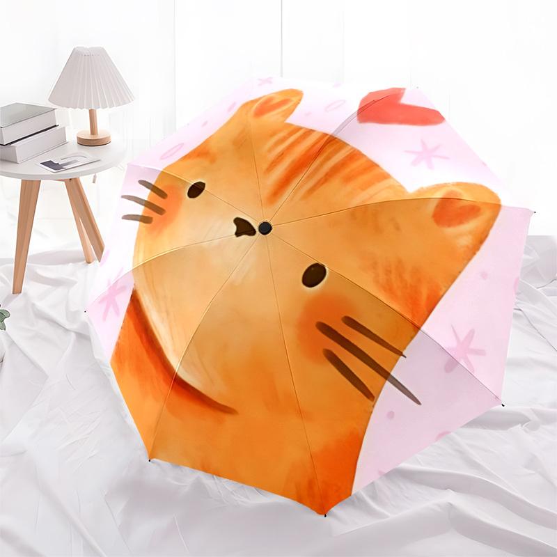 1pc Cat Lover Heart Automatic Folding Umbrella - 8-Rib Durable Iron Frame, Compact Portable for Daily Travel yy251205094