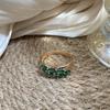 Vintage Green Zircon Leaf Rings For Women Rose Gold Color Luxury Ring Bride Wedding Fine Jewelry Gift