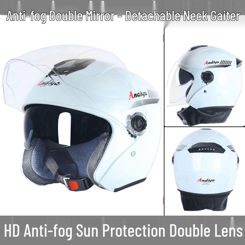Universal All-Season Electric Helmet with Anti-Fog & Warmth, Dual Visors, for Men & Women