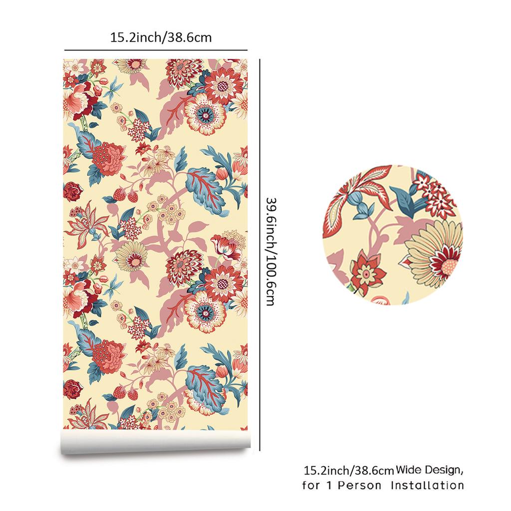 Baroque Flower Peel and Stick Wallpaper Flower Leaves Contact Paper Self Adhesive Wall Paper Roll for Bathroom Walls Furniture