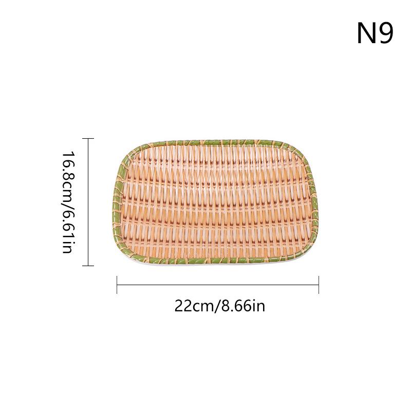 

Bamboo Weaving Pot Vegetable Plate Multiple Styles Melamine Barbecue Plate Green Serving Plate Restaurant Rectangle S
