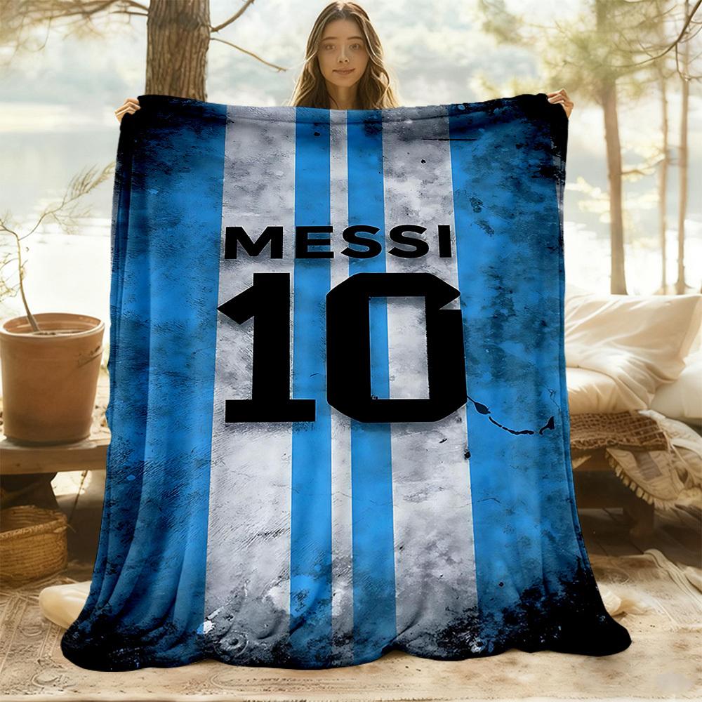 1pc Messi Number Outdoor Blanket Lightweight Flannel, Soft & Warm, All-Season Use for Sofa, Outdoor, Camping, Living Room, Office050