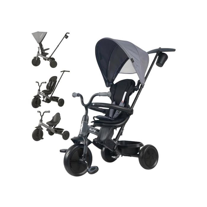 Tricycle évolutif 6 en 1 - QPLAY - Siège pivotant à 360° - Capote XL - Roues EVA - Châssis métallique