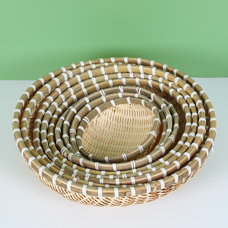 Round Handmade Bamboo Storage & Winnowing Basket - Farmhouse Fruit & Vegetable Basket