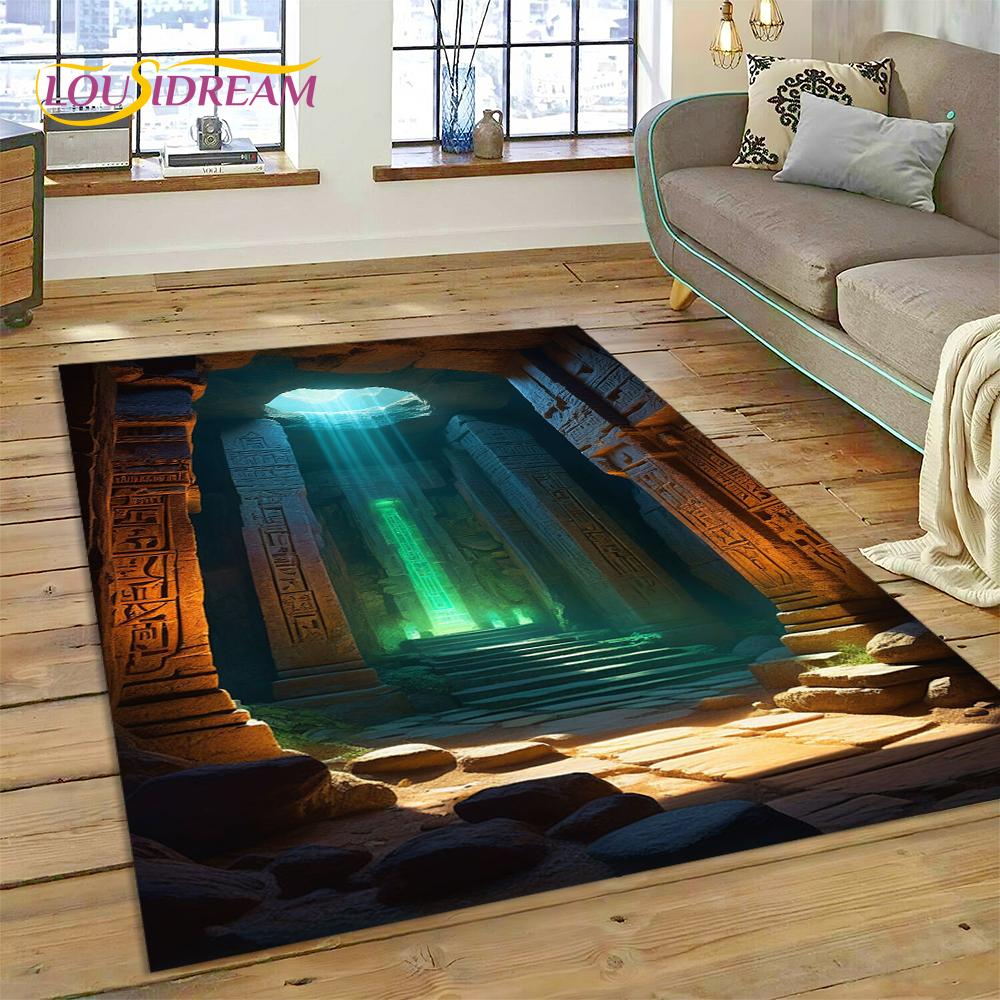 3D Illusion God's Temple Door Gate Carpet Rug for Living Room Bedroom Home Sofa Decoration,Kids Play Area Rug Non-slip Floor Mat