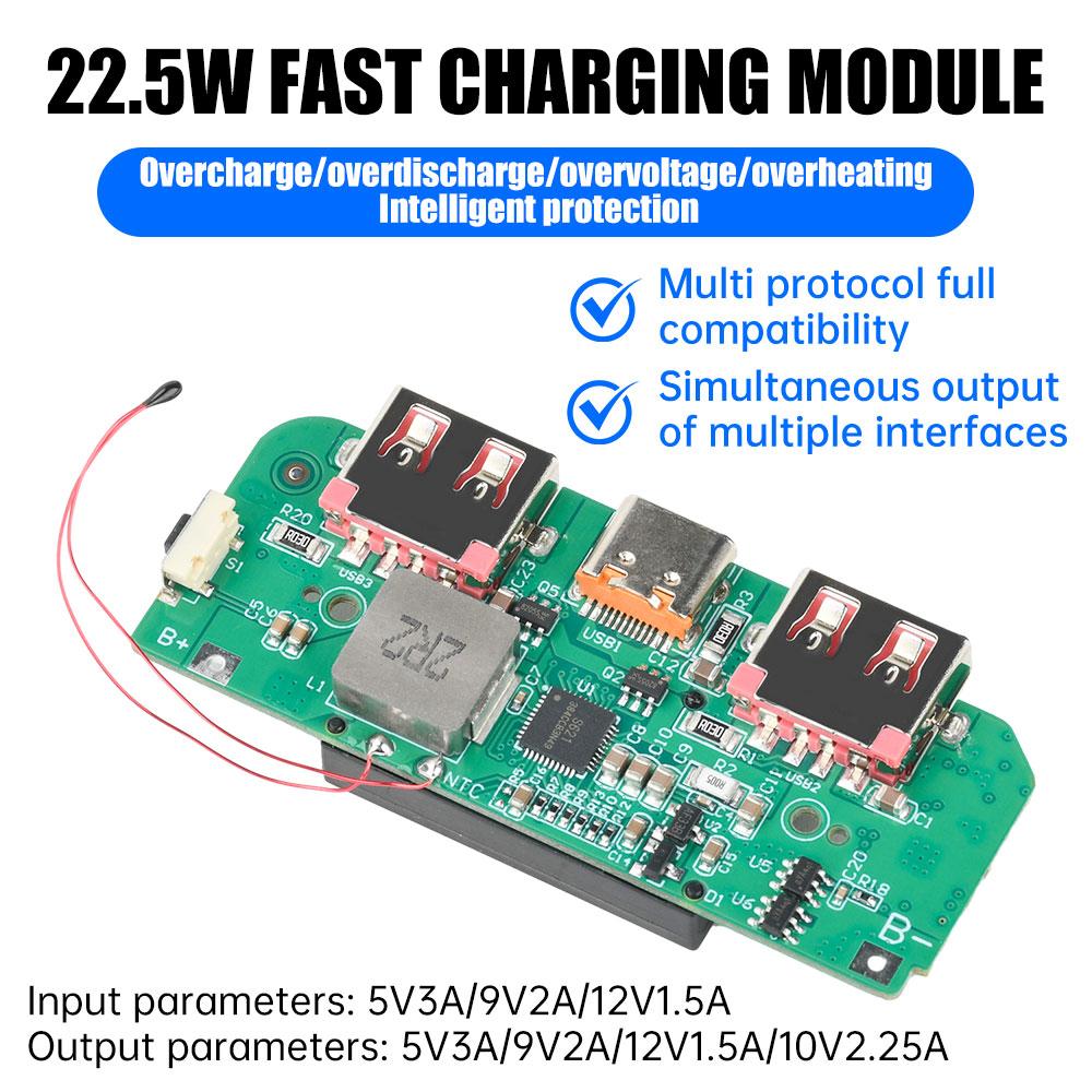 22,5W Schnelllade-Modul TFT-Farbdisplay Digitalanzeige Schnelles Laden Mobile Power Motherboard für ternäre Lithiumbatterie