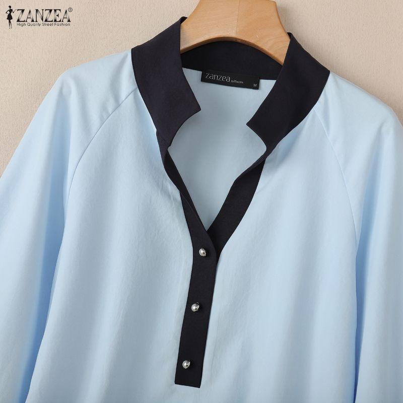 ZANZEA Women Casual V-Neck Half Sleeve Loose Blouse
