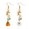 Cute Cartoon Ghost Pumpkin Dangle Earrings for Women Handmade Crystal Star Tassel Piercing Earring Halloween Party Jewelry Gift