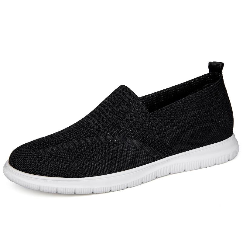 Invisible Breathable Men s Height-Boosting Shoes, 6cm Thick Sole, White Mesh Flyknit Sneakers 37