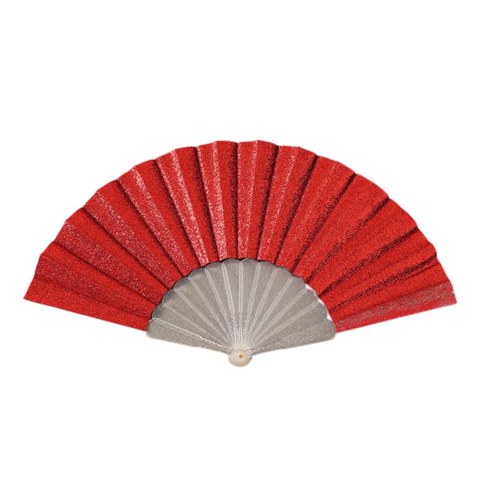 Foldable Portable Folding Fan Plastic Plain Fabric Hand Fan Chinese Elegant Silk Fan Handheld for Weddings Travel Party Dancing