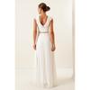 Langes Kleid aus Chiffon mit Schlitz