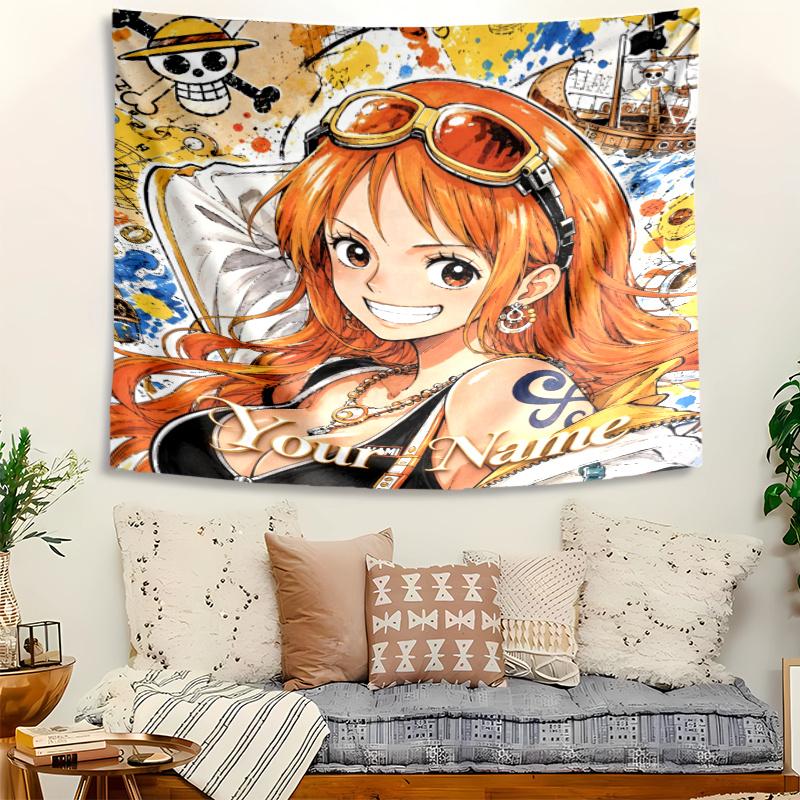 Personalized Name Nami Tapestry, Wall Hanging Tapestry, Pattern Tapestry for Dorm Bedroom Living Room Wall Art Photography Backdrop