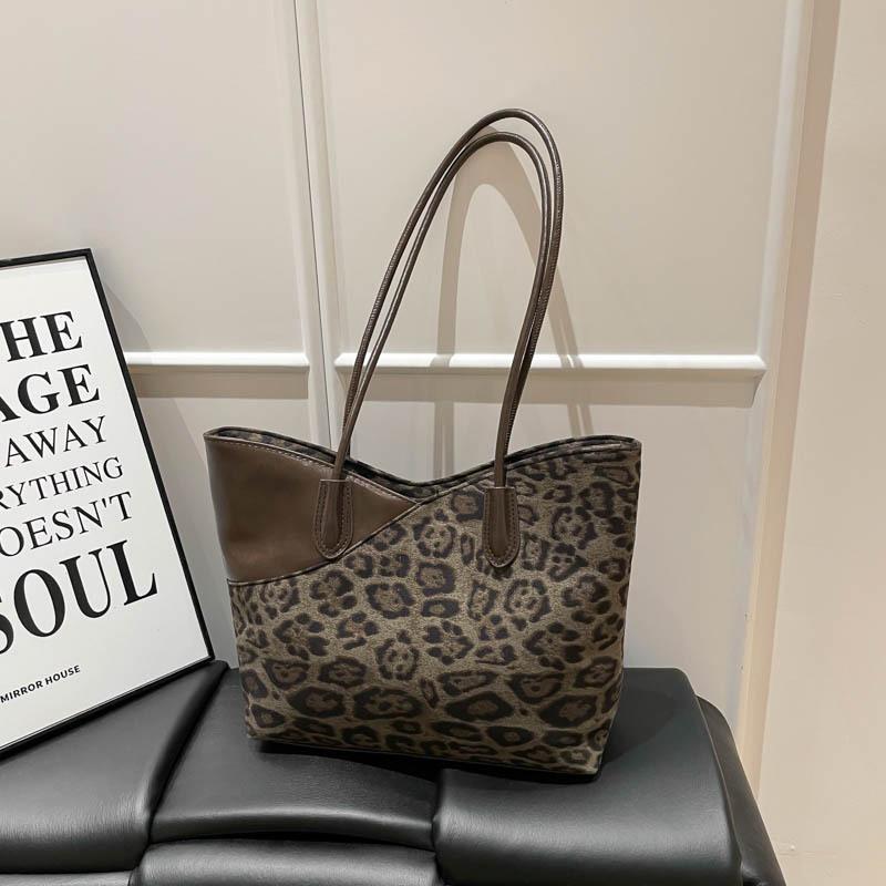 

Новая большая сумка-тоут с леопардовым принтом, женская высококлассная ретро сумка на плечо в стиле легкой роскоши, сумка-тоут для поездок на работу