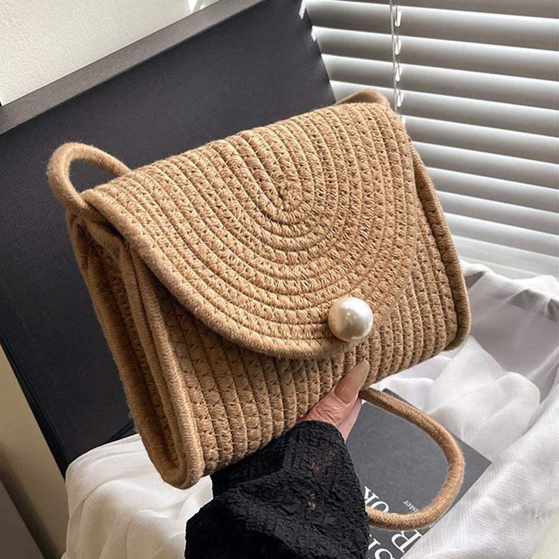 Beach Wowen Shoulder Bag Summer Crossbody Wallet Flap Crossbody Bag for Women