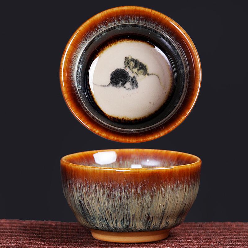 Kiln change twelve zodiac kung fu teacup Jianzhan master cup single cup tea set tea cup single ceramic small tea cup