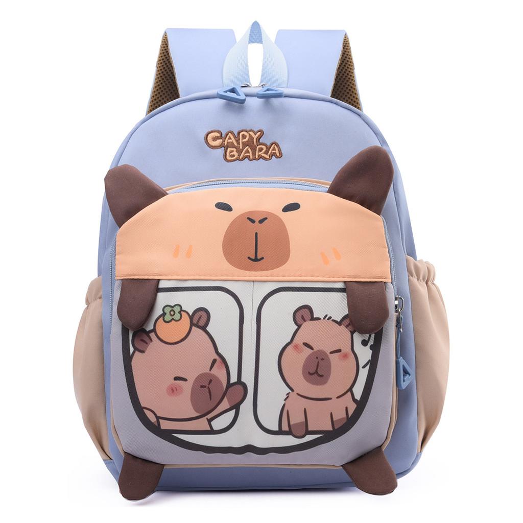 

Children Capybara Themed Backpack Breathable Lightweight Cute Schoolbag Cartoon синий