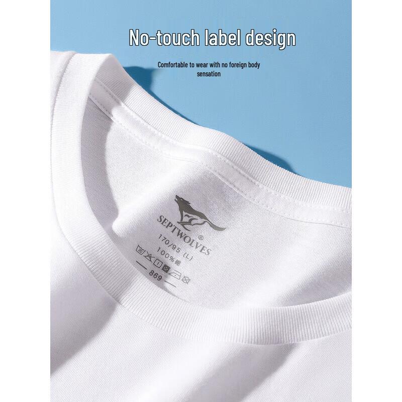 Septwolves Men's 100% Cotton Round Neck Short Sleeve T-Shirt 3-Pack