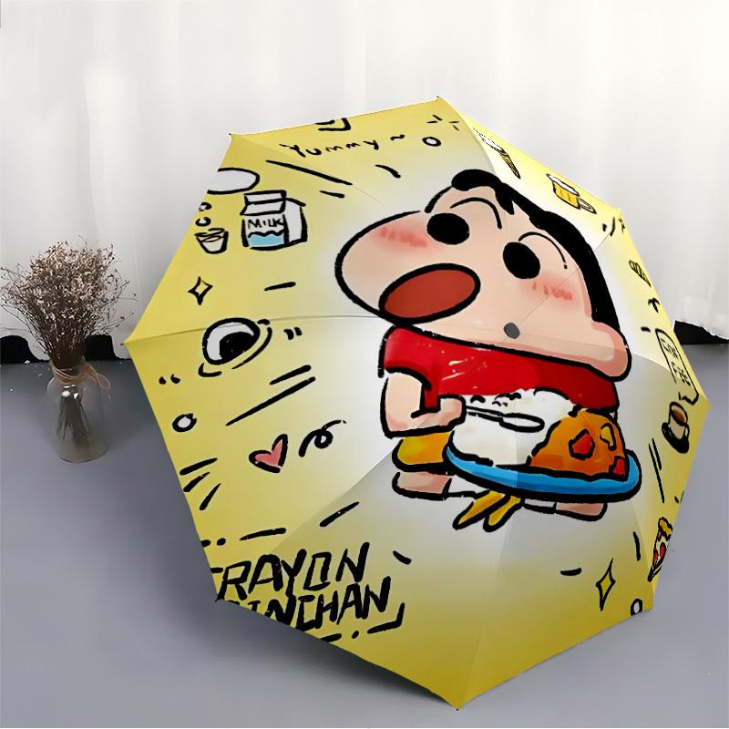 1pc Crayon Shin-chan Automatic Open/Close Umbrella - Compact Travel Umbrella with 8-Rib Durable Frame, Lightweight & Portable for Commuting, Fashionab