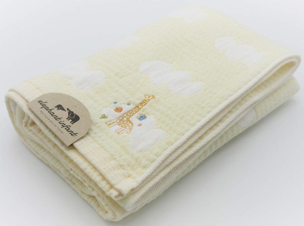 Bath Made In Baby Meringue Elephant Infant YE Jōgan Towel, Japan, 50x100cm, Gauze, Yellow, Design, ELMG-250