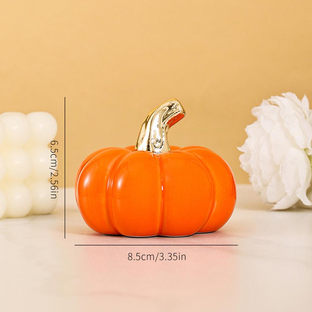 Ceramic Pumpkin Decoration - 2.6 3.3 Inch Fall Tabletop Figurine for Home Decor