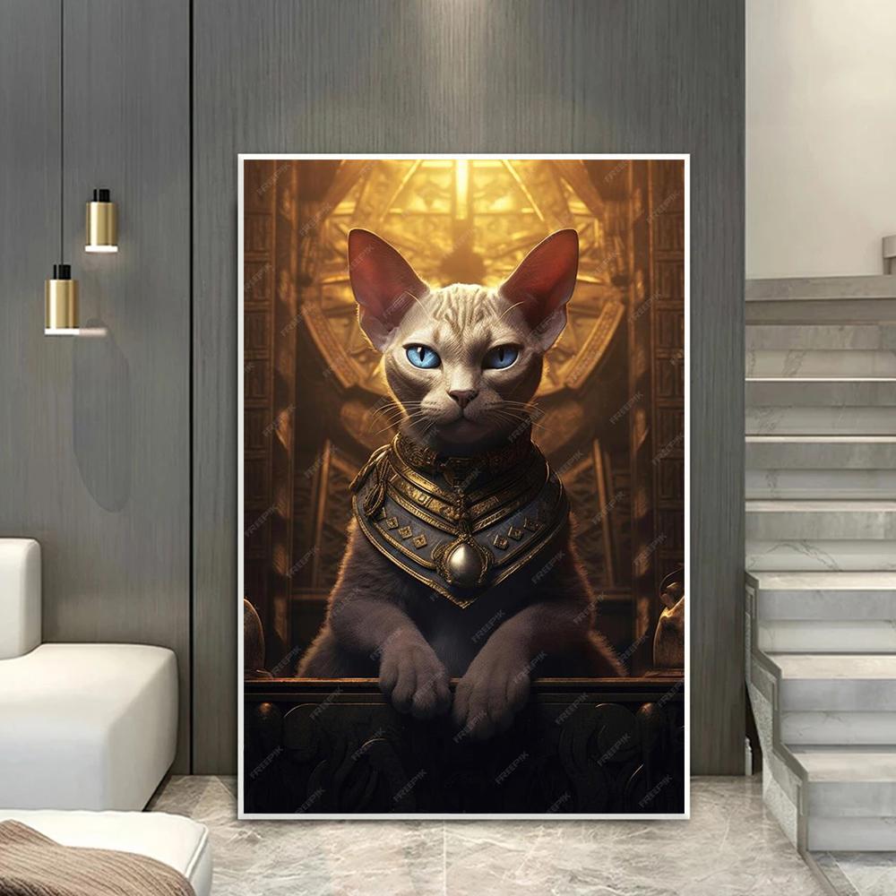 Stampe Poster Antiche Egizie di Bastet per Soggiorno Decorazioni per la Casa Mitologia Egizia Bastet Dea Gatto Pittura su Tela Arte da Parete