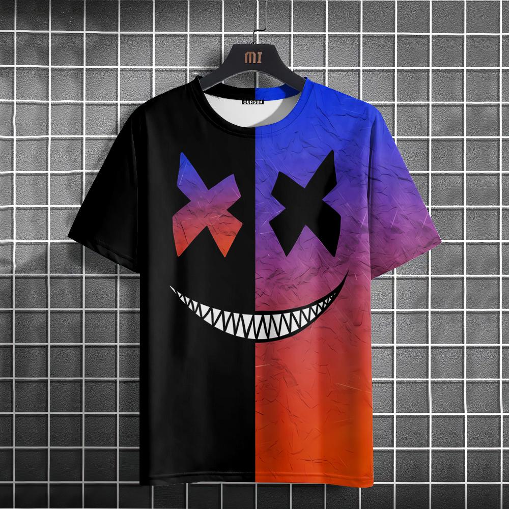 

2024 Нова оверсайз футболка для чоловіків Повсякденна футболка з коротким рукавом і принтом у стилі хіп-хоп. Футболка великих розмірів. Смішний пуловер, чоловіча футболка. XL