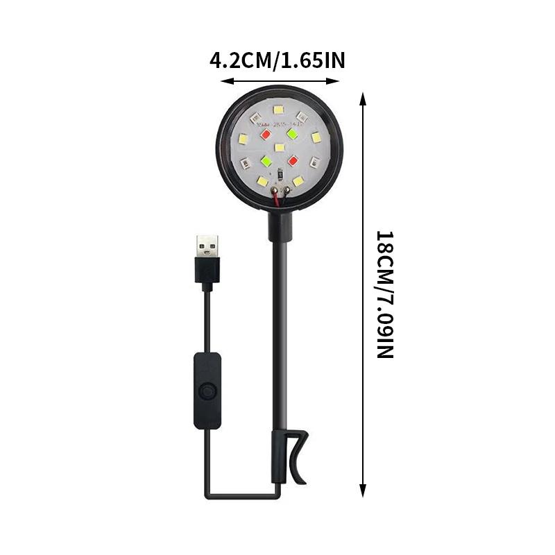 Small Fish Tank Light with USB and Adapter, LED, Full Spectrum and 360° Rotating Clip-On Mounting System